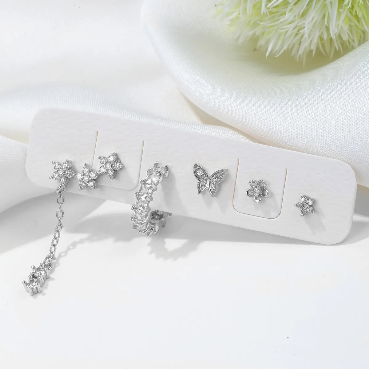 Fashion Butterfly Copper Zircon Ear Studs In Bulk