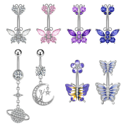 Fashion Butterfly Copper Plating Zircon Belly Ring 1 Piece