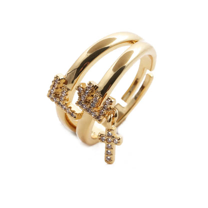 Fashion Butterfly Cross Open Zircon Copper Rings Wholesale