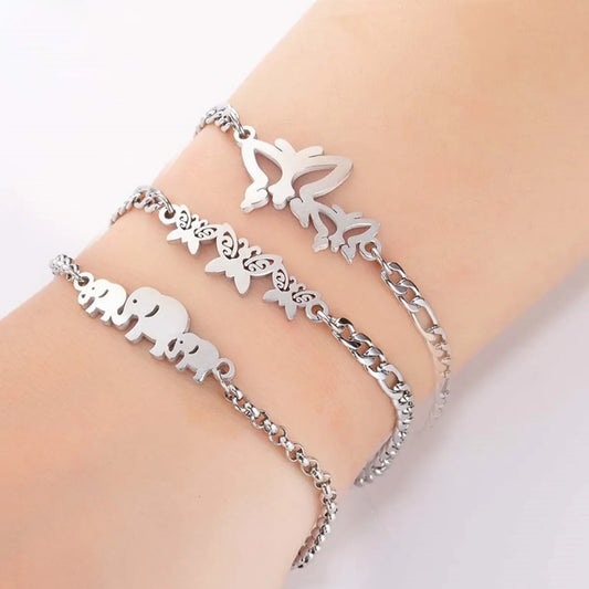 Fashion Butterfly Elephant Stainless Steel Plating Bracelets