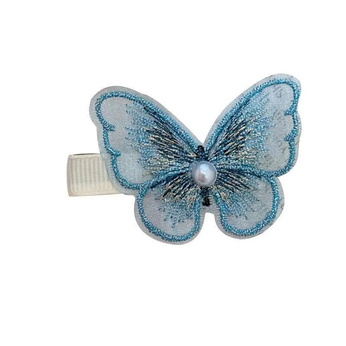 Fashion Butterfly Imitation Pearl Cloth Embroidery Hair Clip 1 Piece