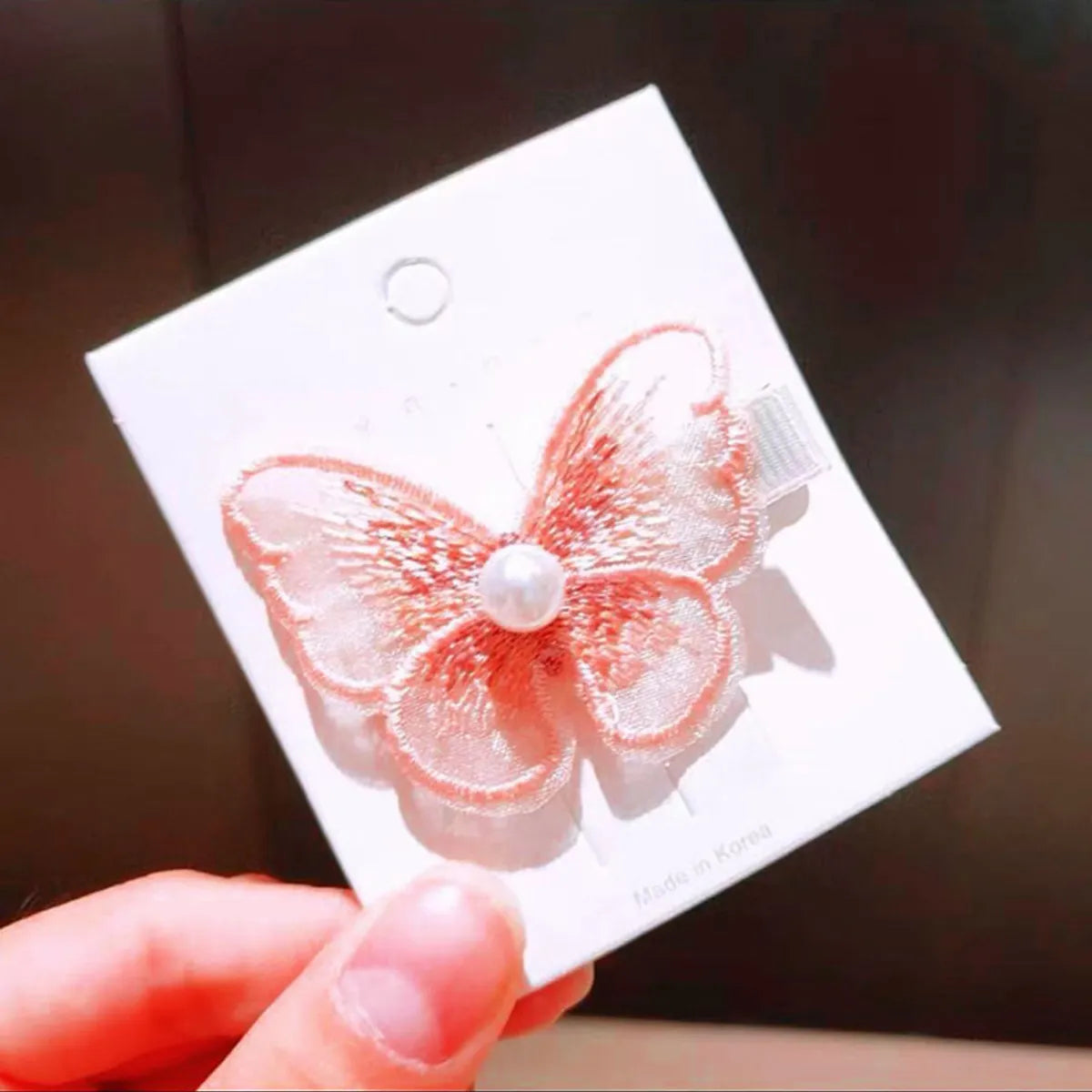 Fashion Butterfly Imitation Pearl Cloth Embroidery Hair Clip 1 Piece