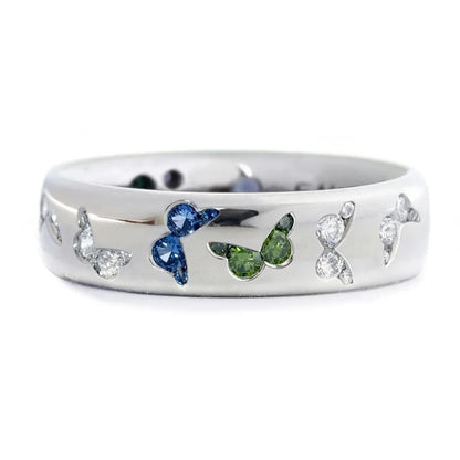 Fashion Butterfly Inlaid Mixed Color Zircon Alloy Ring Cute Style Ring Wholesale