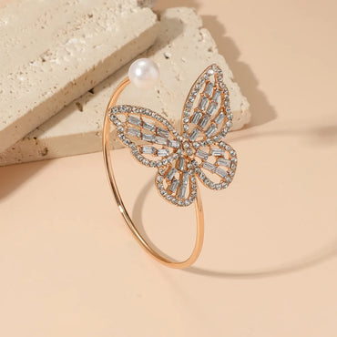 Fashion Butterfly Metal Inlay Rhinestones Women's Rings