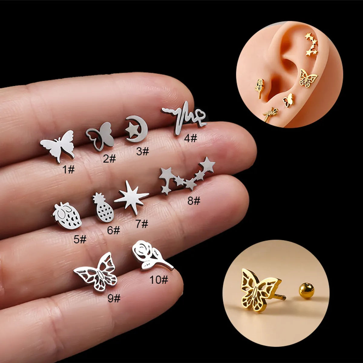 Fashion Butterfly Metal Plating Ear Studs 1 Piece