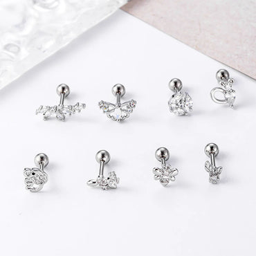 Fashion Butterfly Stainless Steel Copper Plating Inlay Zircon Ear Studs 1 Piece