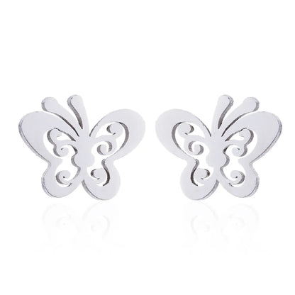 Fashion Butterfly Stainless Steel Hollow Out Jewelry Set 1 Set