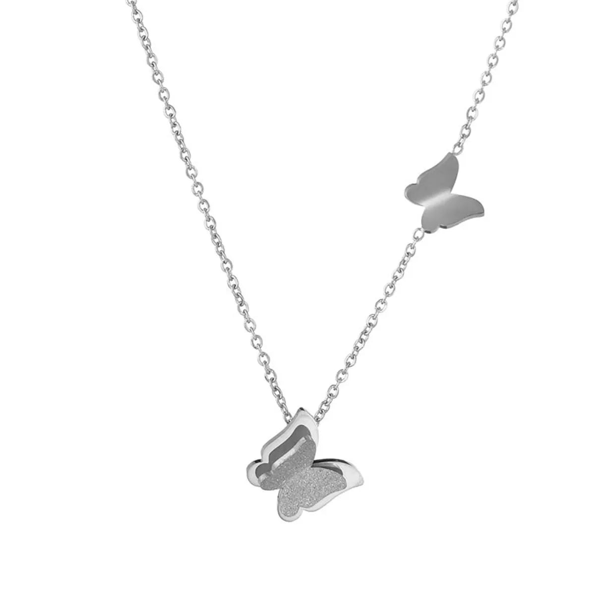 Fashion Butterfly Stainless Steel Pendant Necklace