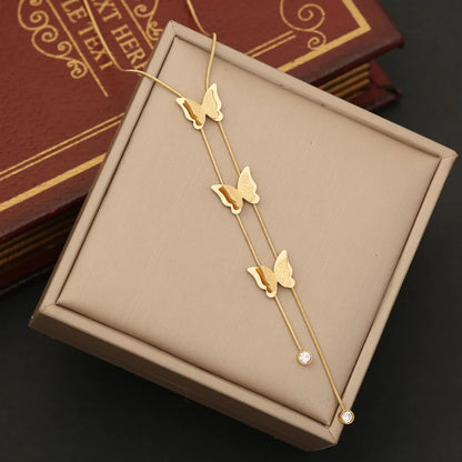 Fashion Butterfly Stainless Steel Plating Bracelets Earrings Necklace