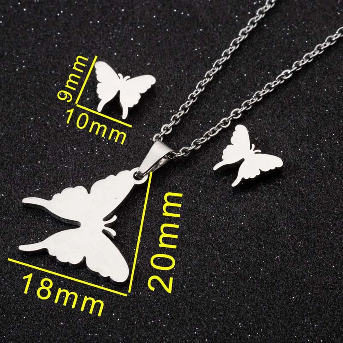 Wholesale Jewelry Fashion Butterfly 304 Stainless Steel 18K Gold Plated Plating Jewelry Set