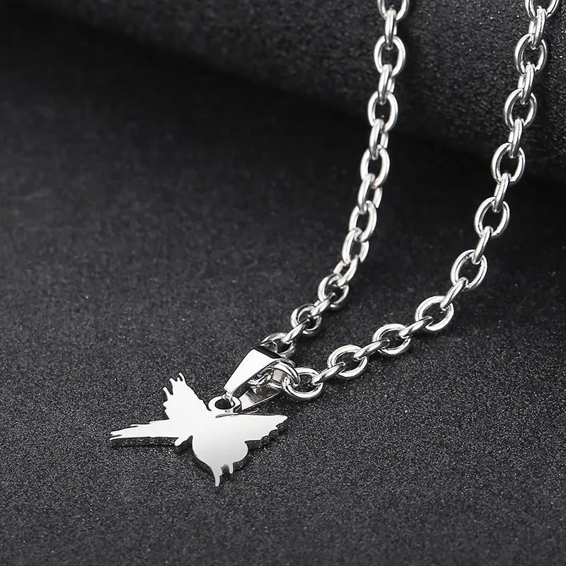 Wholesale Jewelry Fashion Butterfly 304 Stainless Steel 18K Gold Plated Plating Pendant Necklace