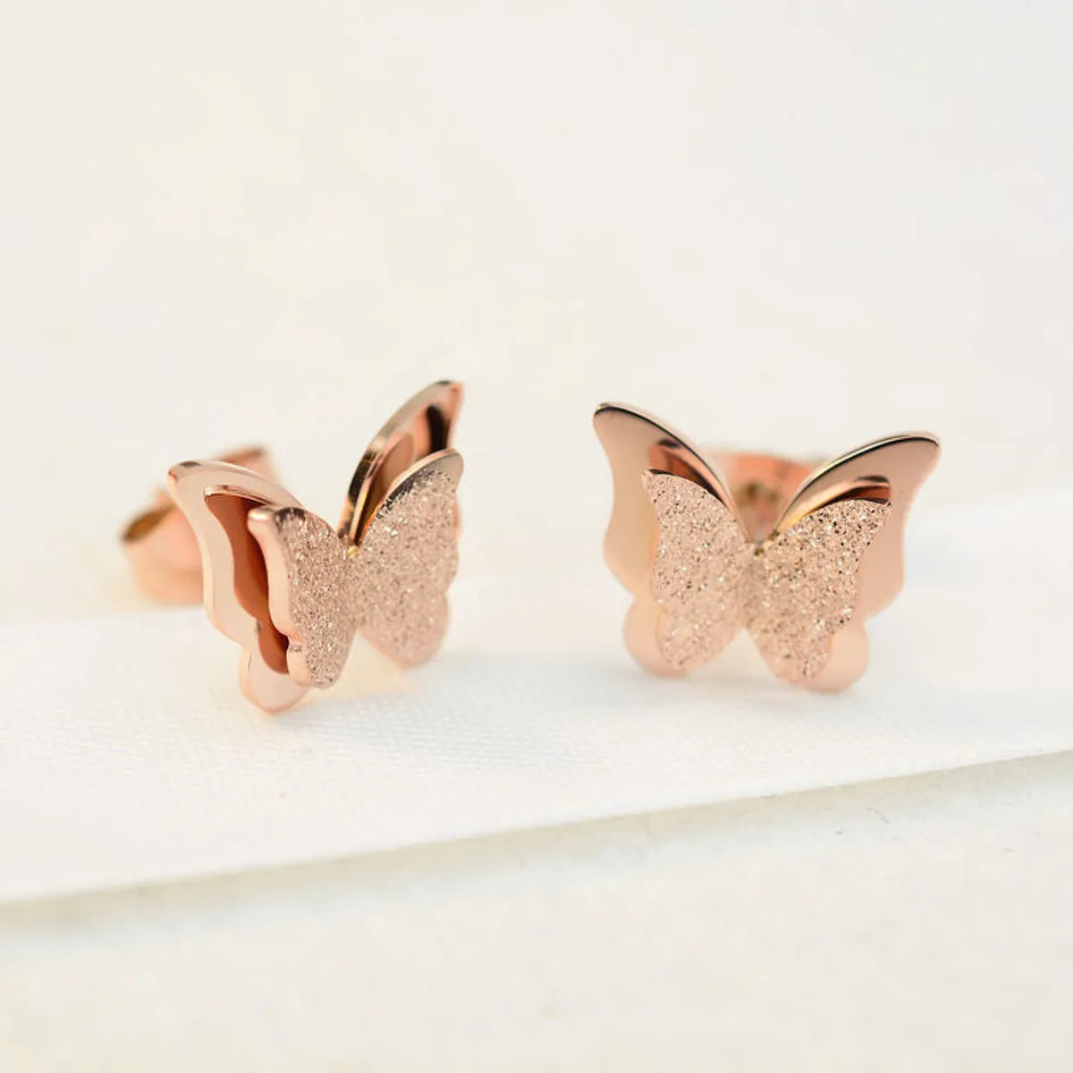 Fashion Butterfly Titanium Steel Plating Ear Studs 1 Pair