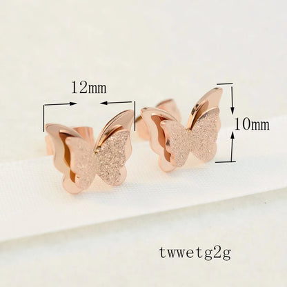 Fashion Butterfly Titanium Steel Plating Ear Studs 1 Pair