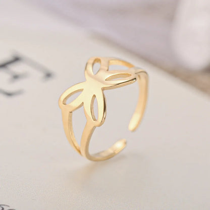 Fashion Butterfly Titanium Steel Plating Open Ring