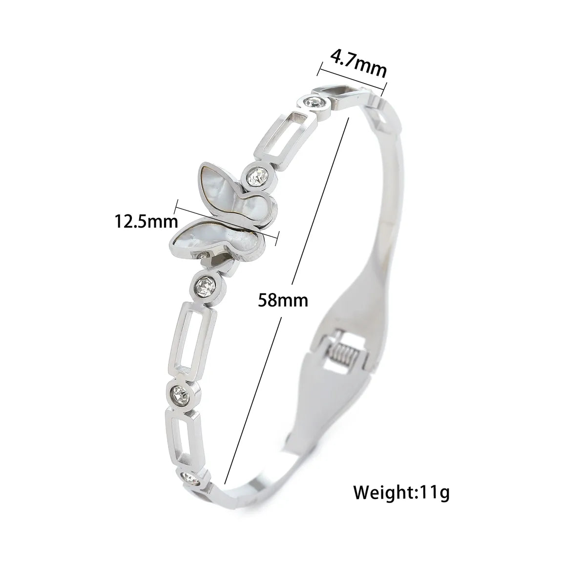 Fashion Butterfly Titanium Steel Plating Zircon Bangle