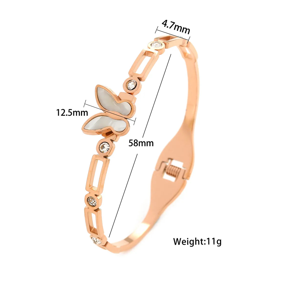 Fashion Butterfly Titanium Steel Plating Zircon Bangle