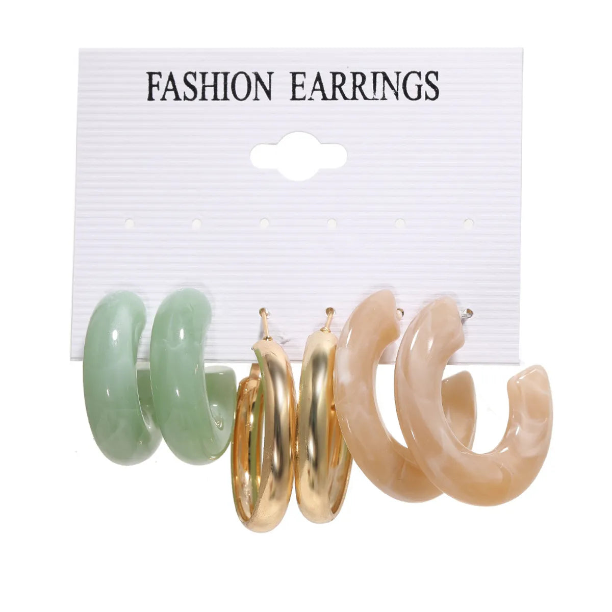 1 Set Fashion C Shape Pearl Alloy Resin Earrings