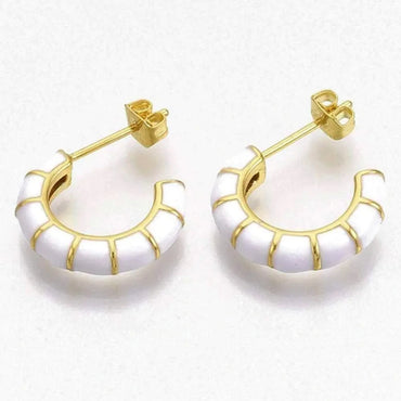 Fashion C Shape Enamel Plating Copper Ear Studs