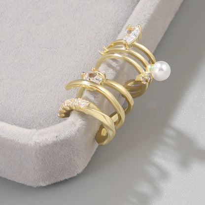 1 Piece Fashion C Shape Plating Inlay Copper Pearl Zircon Gold Plated Silver Plated Ear Clips