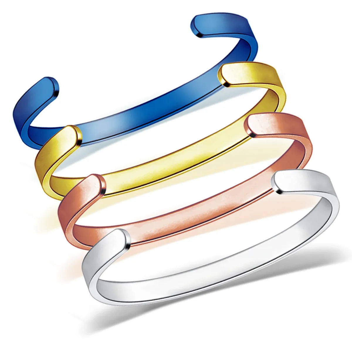 Fashion C Shape Letter Stainless Steel Bangle