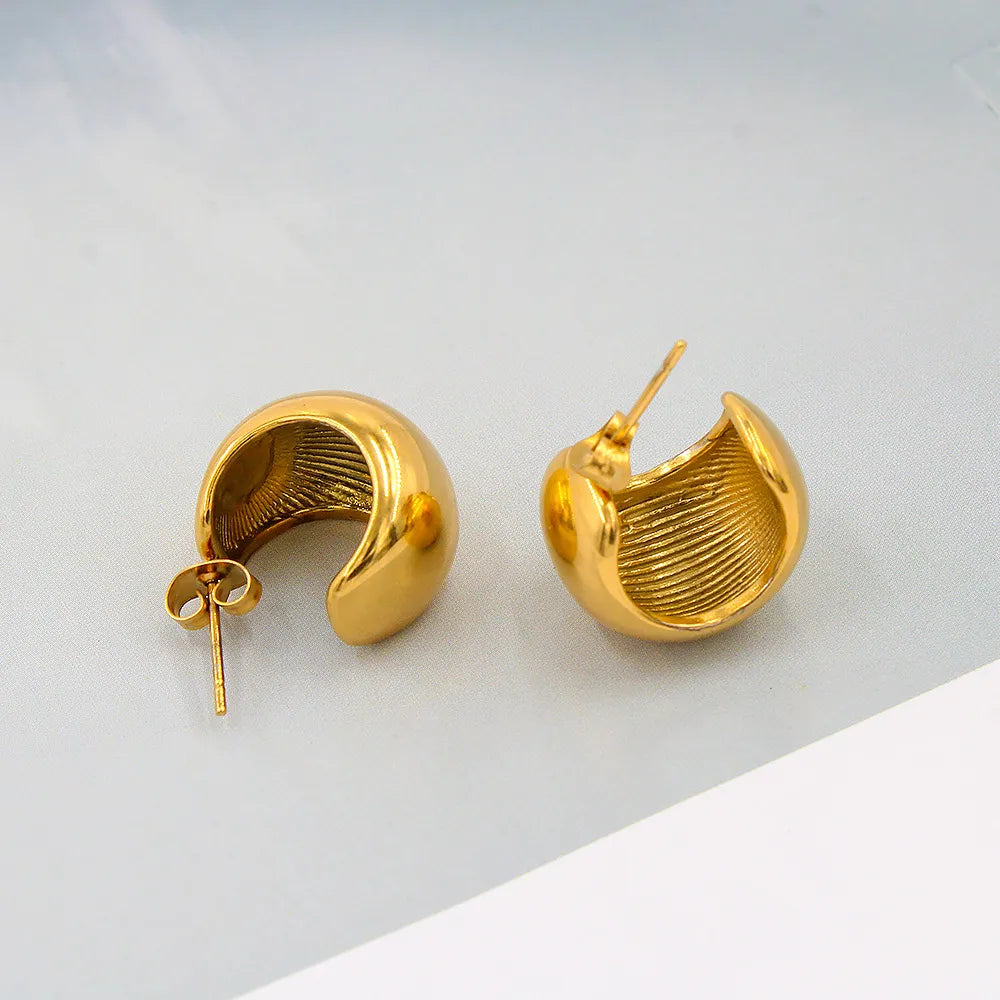 1 Pair Fashion C Shape 304 Stainless Steel 316 Stainless Steel  18K Gold Plating In The Furnace Ear Studs