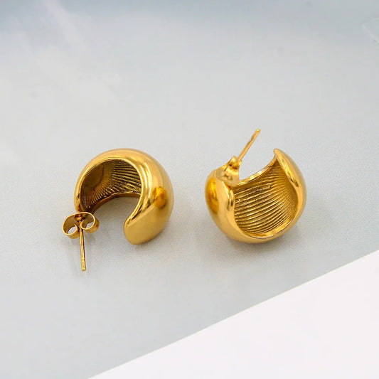 1 Pair Fashion C Shape 304 Stainless Steel 316 Stainless Steel  18K Gold Plating In The Furnace Ear Studs