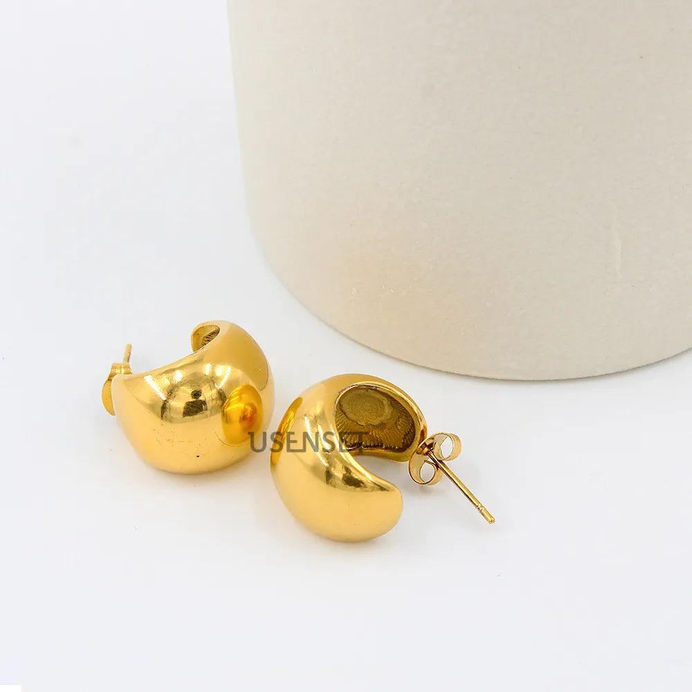 1 Pair Fashion C Shape 304 Stainless Steel 316 Stainless Steel  18K Gold Plating In The Furnace Ear Studs