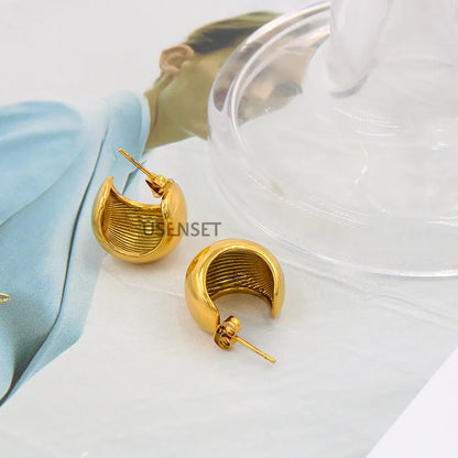 1 Pair Fashion C Shape 304 Stainless Steel 316 Stainless Steel  18K Gold Plating In The Furnace Ear Studs