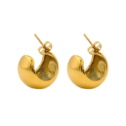 1 Pair Fashion C Shape 304 Stainless Steel 316 Stainless Steel  18K Gold Plating In The Furnace Ear Studs