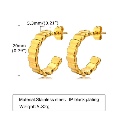 Fashion C Shape Plating Stainless Steel Earrings