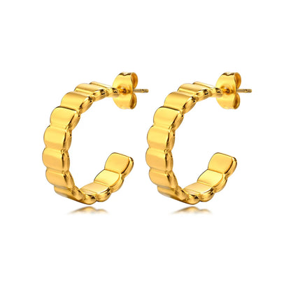 Fashion C Shape Plating Stainless Steel Earrings