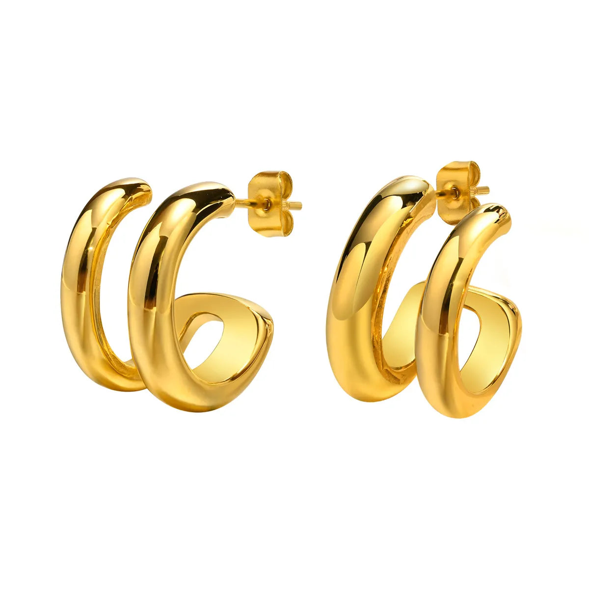 Fashion C Shape Plating Stainless Steel Earrings