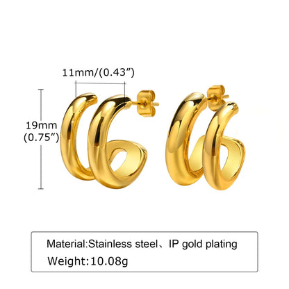 Fashion C Shape Plating Stainless Steel Earrings