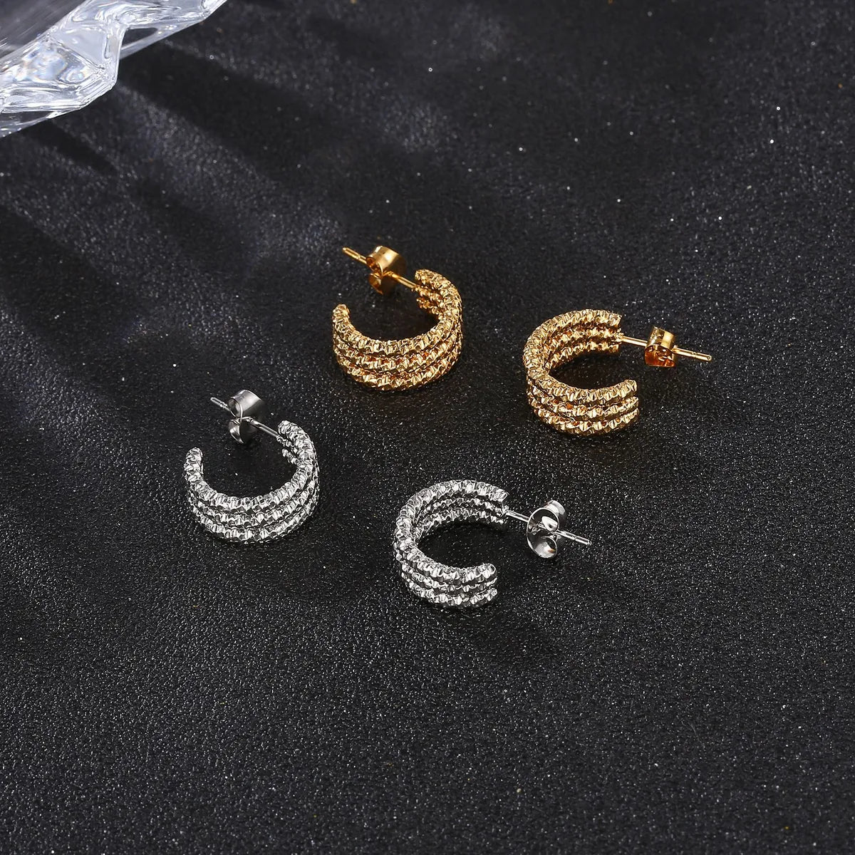 1 Pair Fashion C Shape Plating Stainless Steel Ear Studs