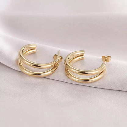 1 Pair Fashion C Shape Plating Stainless Steel Ear Studs