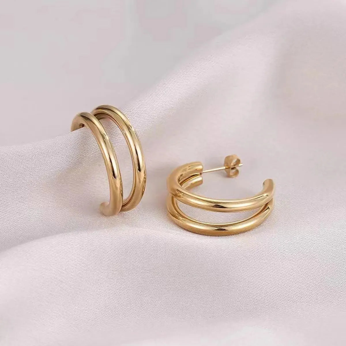 1 Pair Fashion C Shape Plating Stainless Steel Ear Studs