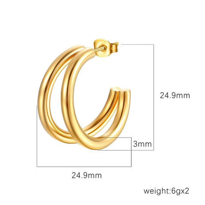 1 Pair Fashion C Shape Plating Stainless Steel Ear Studs