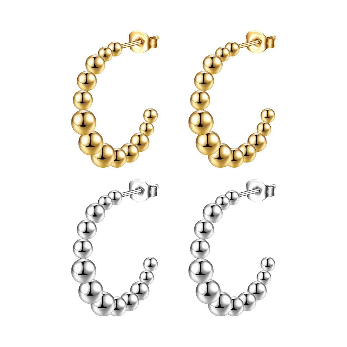 1 Pair Fashion C Shape Plating Stainless Steel Earrings