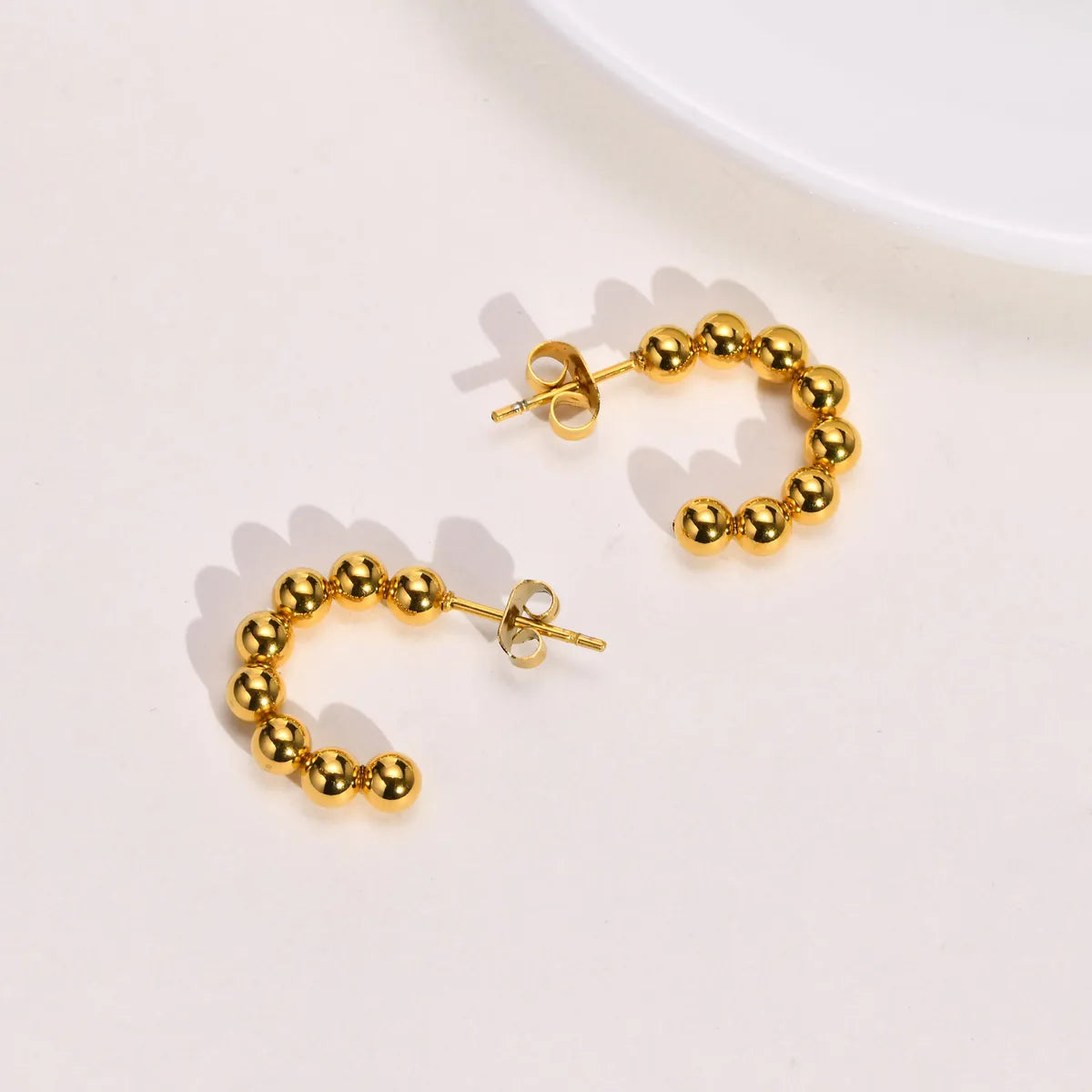 1 Pair Fashion C Shape Plating Stainless Steel Earrings