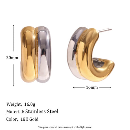 1 Pair Fashion C Shape Plating Stainless Steel Hoop Earrings