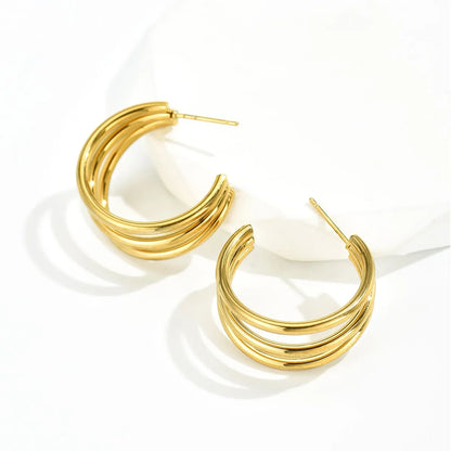 Fashion C Shape Plating Steel Ear Studs