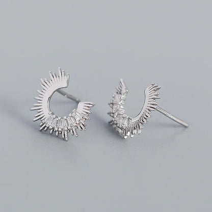 Fashion C Shape Irregular Plating Sterling Silver Zircon Ear Studs