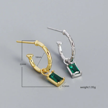 Fashion C Shape Plating Sterling Silver Zircon Earrings