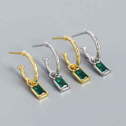 Fashion C Shape Plating Sterling Silver Zircon Earrings