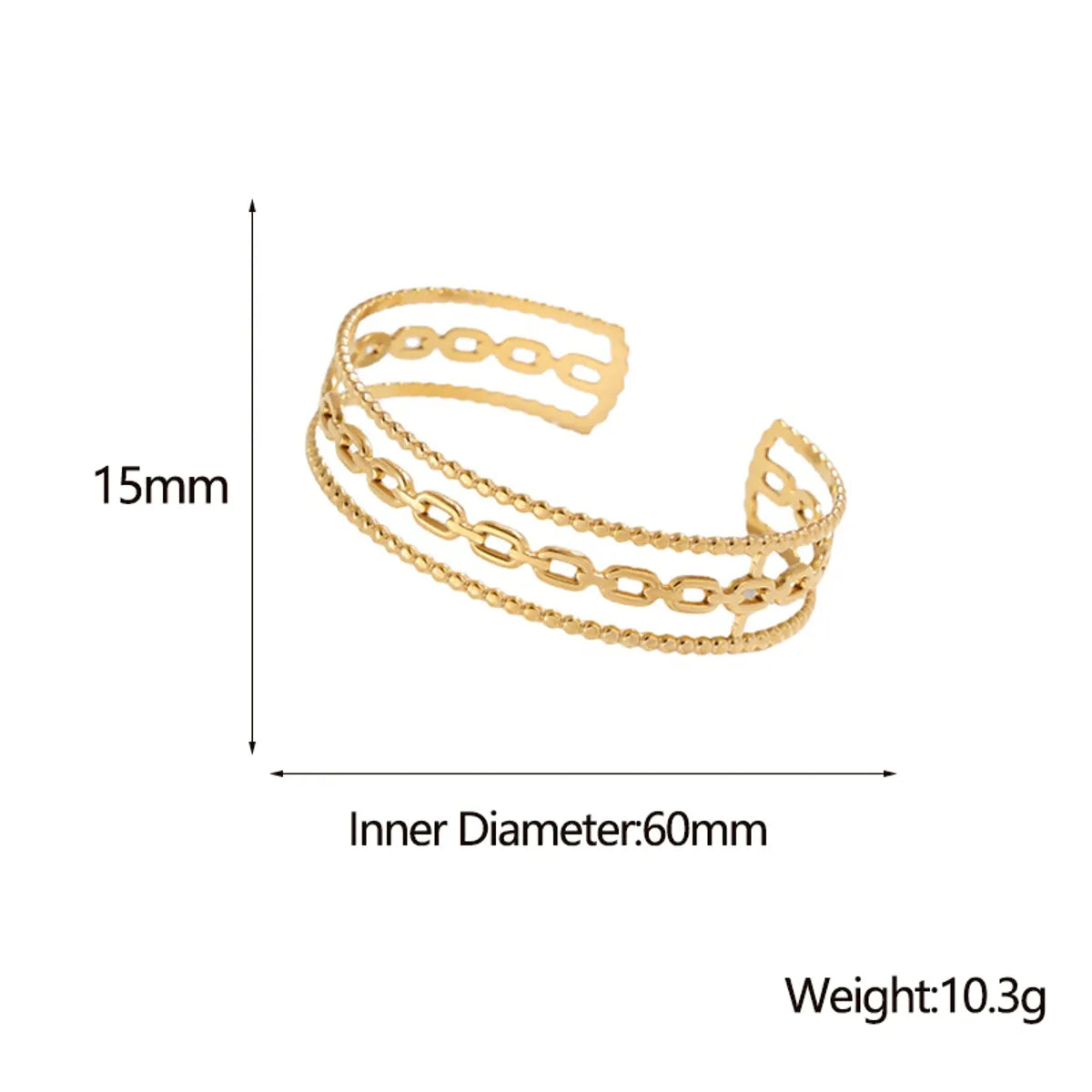 Fashion C Shape Titanium Steel Plating Chain Bangle