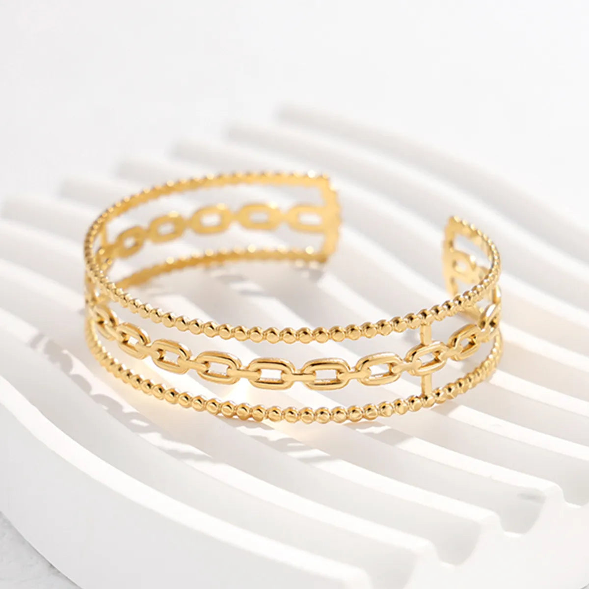 Fashion C Shape Titanium Steel Plating Chain Bangle