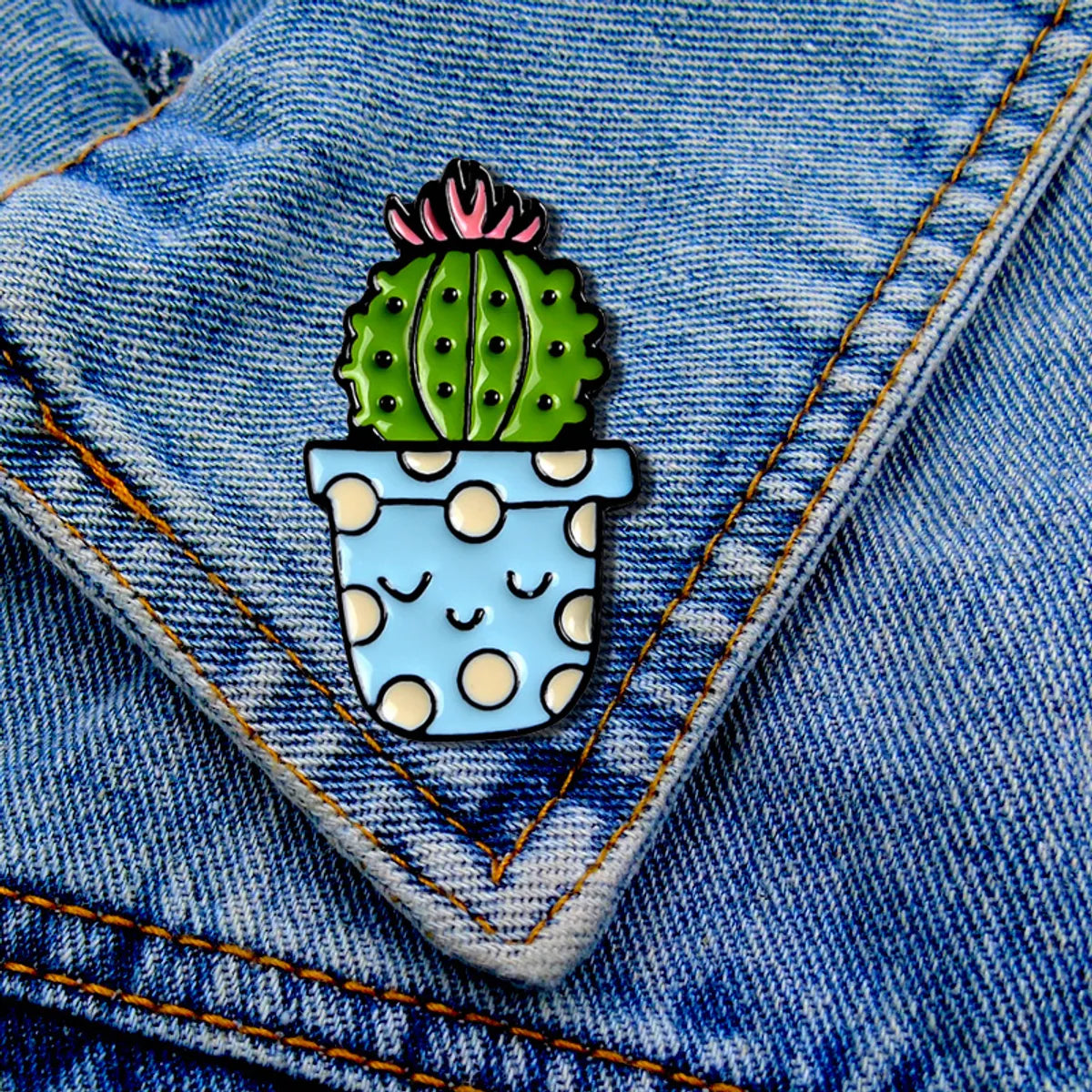 Fashion Cactus Alloy Enamel Unisex Brooches