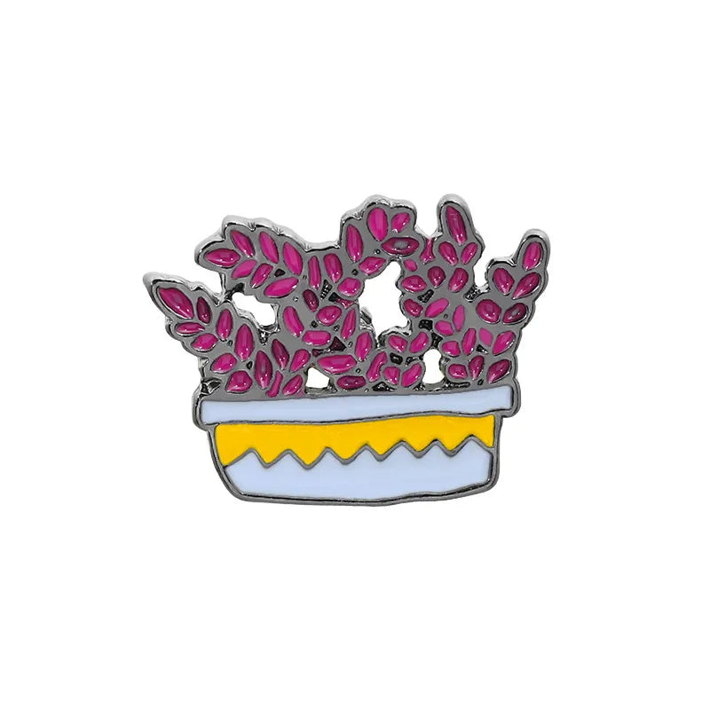 Fashion Cactus Alloy Enamel Women'S Brooches