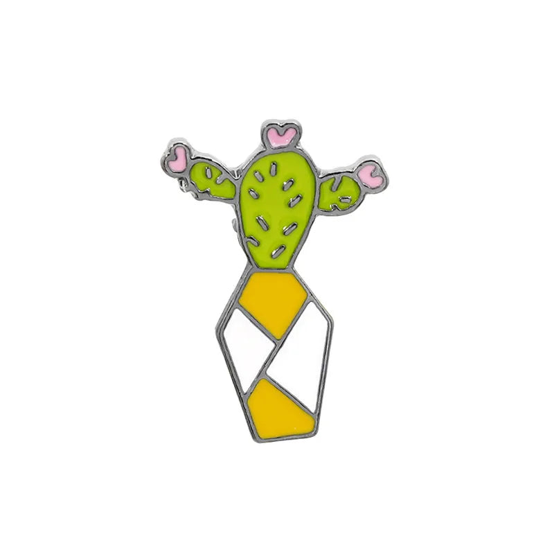 Fashion Cactus Alloy Enamel Women'S Brooches