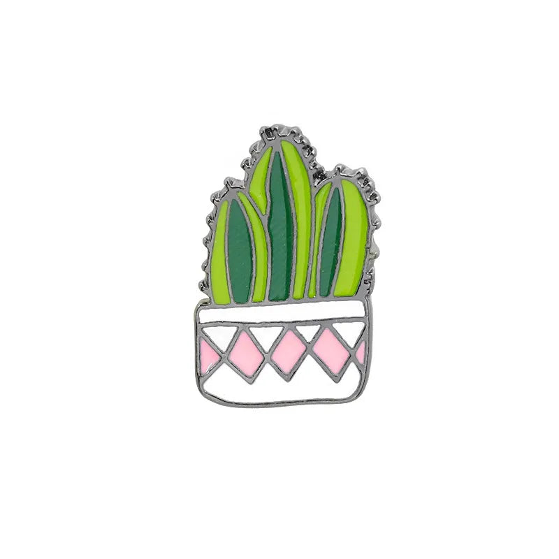 Fashion Cactus Alloy Enamel Women'S Brooches